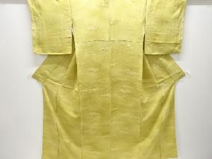 未使用品　松葉に草花模様織り出し暈し色無地着物